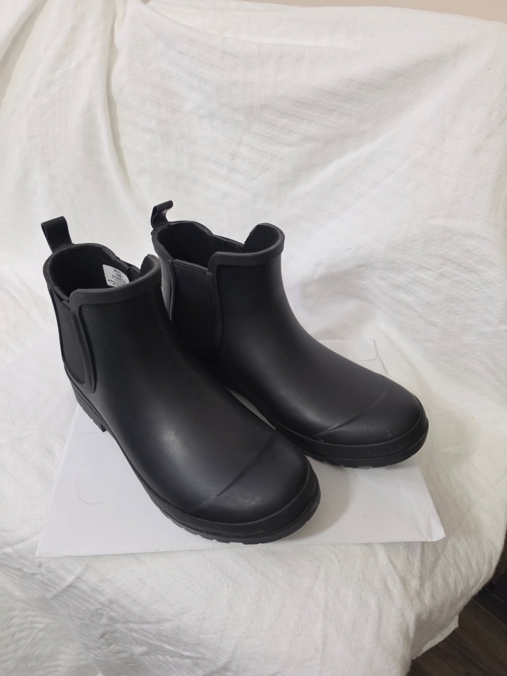 Sperry Black Slip On Rain Ankle Boots Size 10 Medium